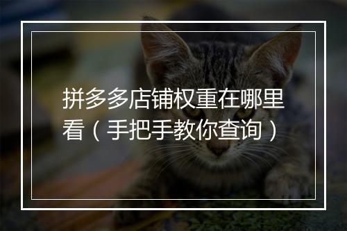 拼多多店铺权重在哪里看（手把手教你查询）