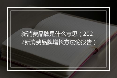 新消费品牌是什么意思（2022新消费品牌增长方法论报告）