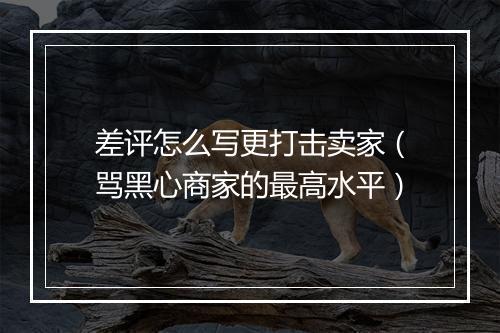 差评怎么写更打击卖家（骂黑心商家的最高水平）