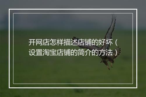 开网店怎样描述店铺的好坏（设置淘宝店铺的简介的方法）