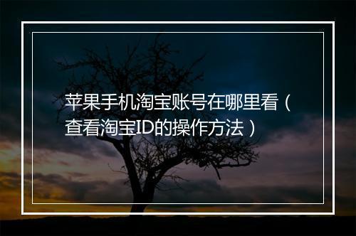 苹果手机淘宝账号在哪里看（查看淘宝ID的操作方法）
