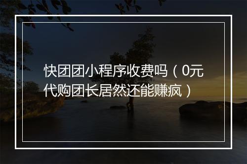 快团团小程序收费吗（0元代购团长居然还能赚疯）