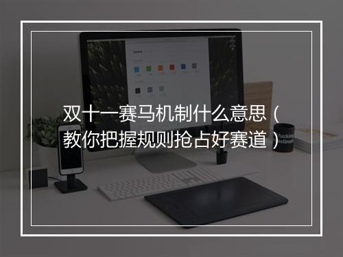双十一赛马机制什么意思（教你把握规则抢占好赛道）