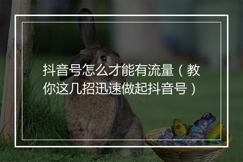 抖音号怎么才能有流量（教你这几招迅速做起抖音号）