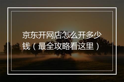 京东开网店怎么开多少钱（最全攻略看这里）