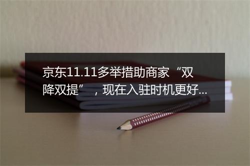 京东11.11多举措助商家“双降双提”，现在入驻时机更好！