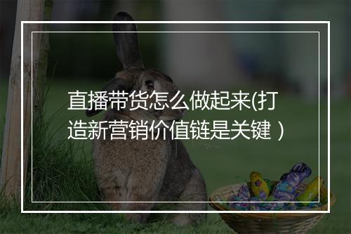 直播带货怎么做起来(打造新营销价值链是关键）