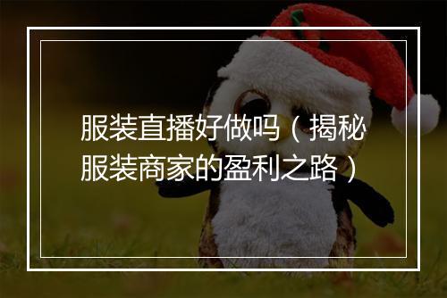服装直播好做吗（揭秘服装商家的盈利之路）
