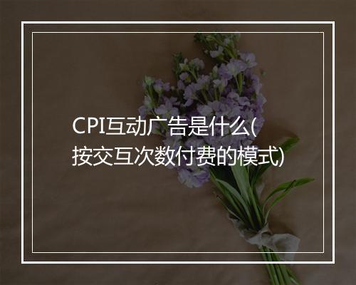 CPI互动广告是什么(按交互次数付费的模式)