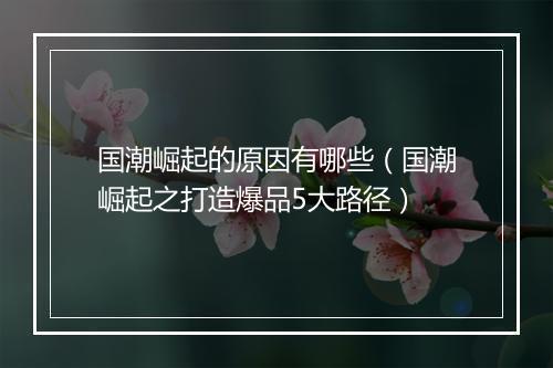 国潮崛起的原因有哪些（国潮崛起之打造爆品5大路径）