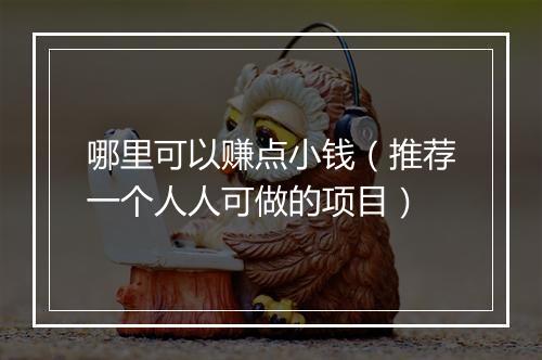 哪里可以赚点小钱（推荐一个人人可做的项目）