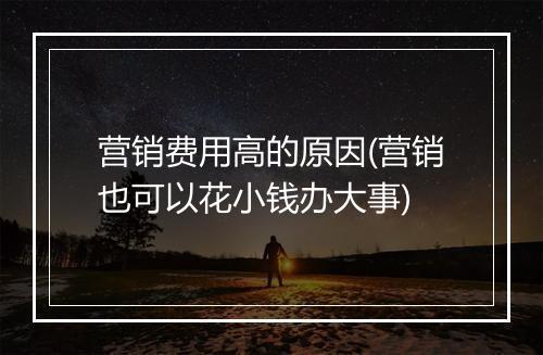 营销费用高的原因(营销也可以花小钱办大事)