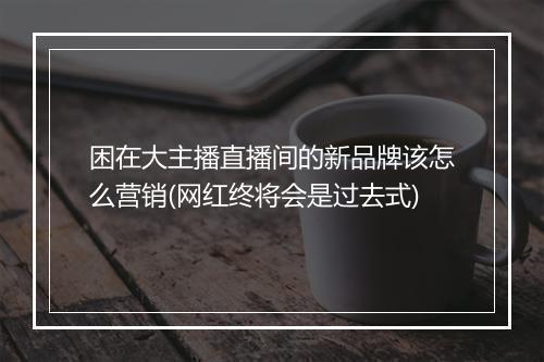 困在大主播直播间的新品牌该怎么营销(网红终将会是过去式)
