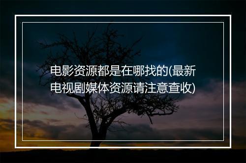 电影资源都是在哪找的(最新电视剧媒体资源请注意查收)