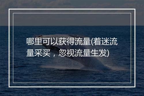哪里可以获得流量(着迷流量采买，忽视流量生发)