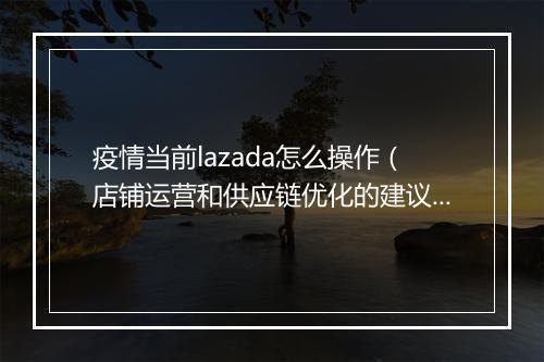疫情当前lazada怎么操作（店铺运营和供应链优化的建议）