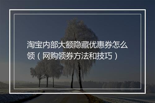淘宝内部大额隐藏优惠券怎么领（网购领券方法和技巧）