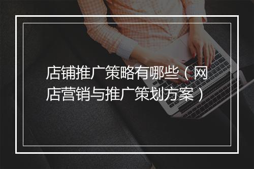 店铺推广策略有哪些（网店营销与推广策划方案）