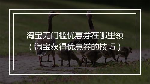 淘宝无门槛优惠券在哪里领（淘宝获得优惠券的技巧）