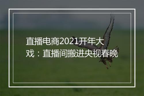 直播电商2021开年大戏：直播间搬进央视春晚