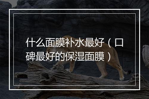 什么面膜补水最好（口碑最好的保湿面膜）