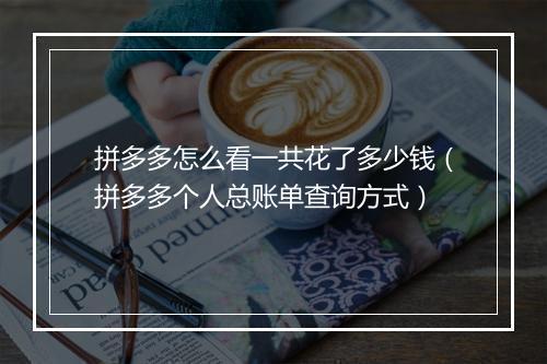 拼多多怎么看一共花了多少钱（拼多多个人总账单查询方式）