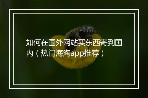 如何在国外网站买东西寄到国内（热门海淘app推荐）