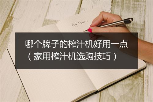 哪个牌子的榨汁机好用一点（家用榨汁机选购技巧）