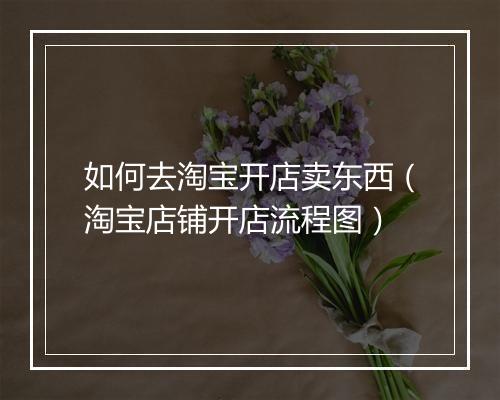 如何去淘宝开店卖东西（淘宝店铺开店流程图）