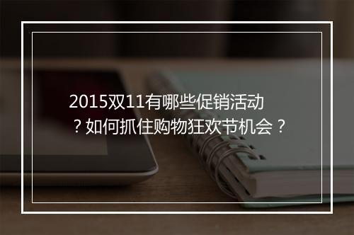 2015双11有哪些促销活动？如何抓住购物狂欢节机会？