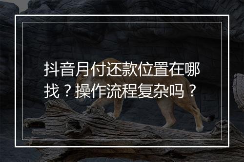 抖音月付还款位置在哪找？操作流程复杂吗？