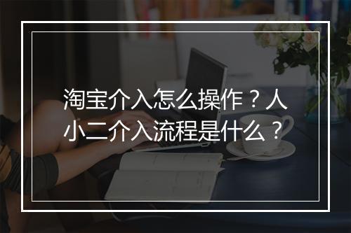 淘宝介入怎么操作？人小二介入流程是什么？