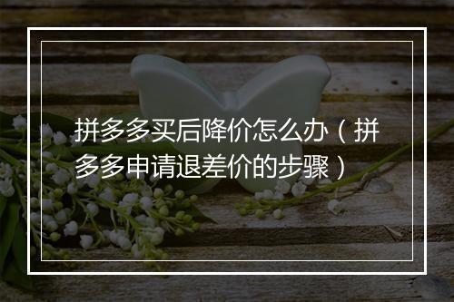 拼多多买后降价怎么办（拼多多申请退差价的步骤）