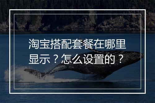 淘宝搭配套餐在哪里显示？怎么设置的？