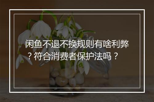 闲鱼不退不换规则有啥利弊？符合消费者保护法吗？