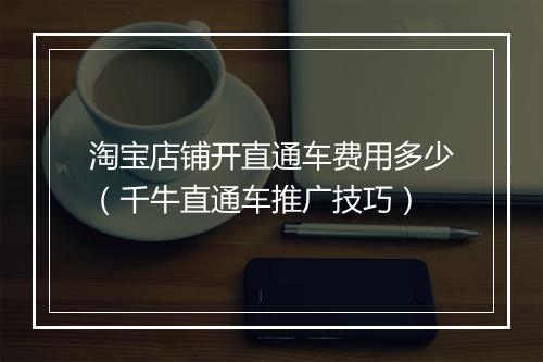 淘宝店铺开直通车费用多少（千牛直通车推广技巧）