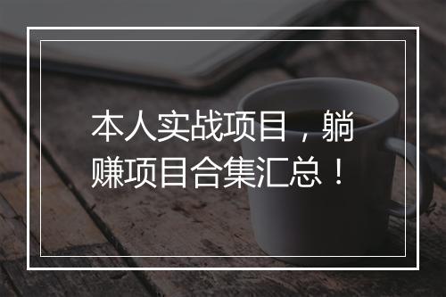 本人实战项目，躺赚项目合集汇总！