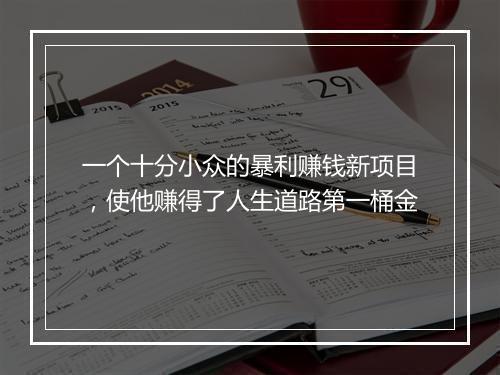 一个十分小众的暴利赚钱新项目，使他赚得了人生道路第一桶金
