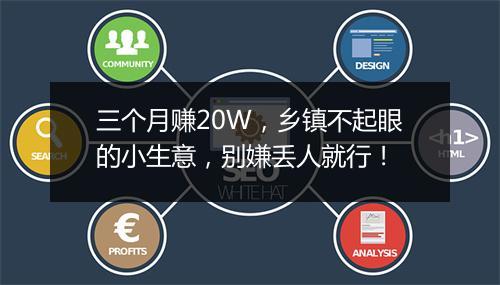 三个月赚20W，乡镇不起眼的小生意，别嫌丢人就行！