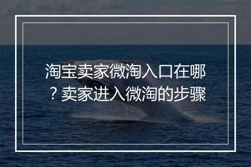 淘宝卖家微淘入口在哪？卖家进入微淘的步骤