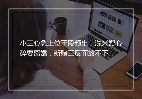 小三心急上位手段频出，洗米嫂心碎要离婚，新赌王反而放不下了？
