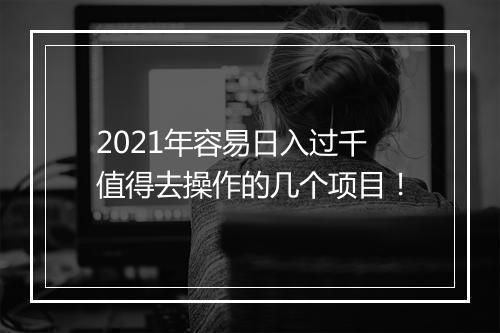 2021年容易日入过千值得去操作的几个项目！