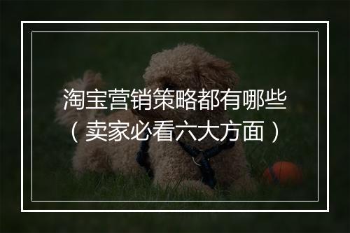 淘宝营销策略都有哪些（卖家必看六大方面）