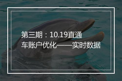 第三期：10.19直通车账户优化——实时数据