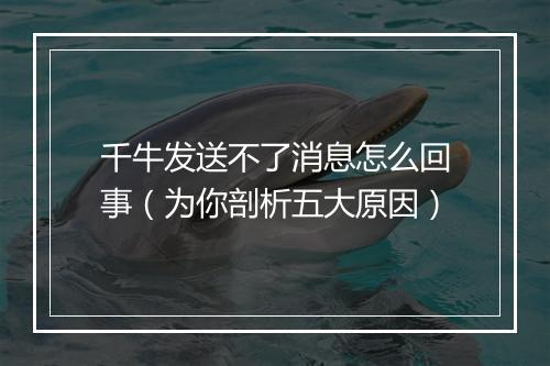 千牛发送不了消息怎么回事（为你剖析五大原因）