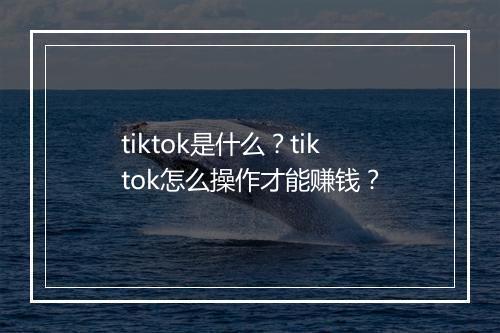 tiktok是什么？tiktok怎么操作才能赚钱？