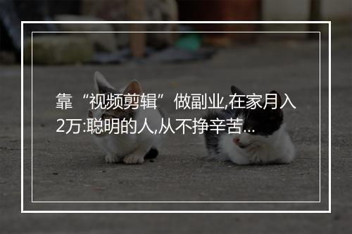 靠“视频剪辑”做副业,在家月入2万:聪明的人,从不挣辛苦钱