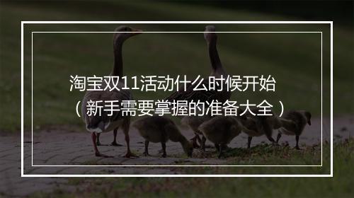 淘宝双11活动什么时候开始（新手需要掌握的准备大全）