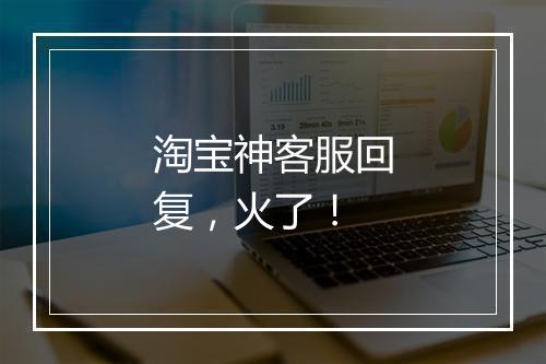 淘宝神客服回复，火了！