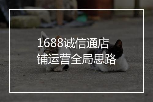 1688诚信通店铺运营全局思路